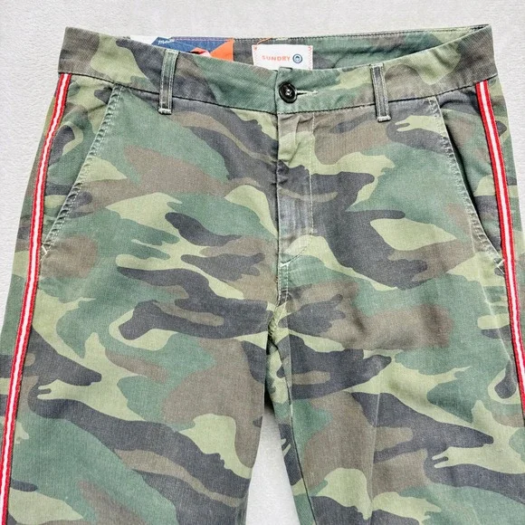 Sundry Camouflage Joggers with Red Stripe - Picture 4 of 15